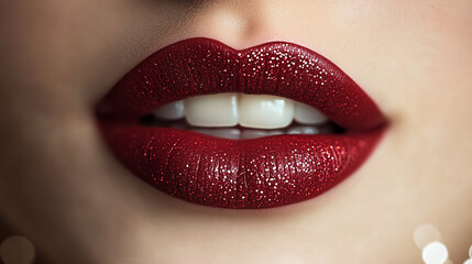 Sensuous and beautiful lips of a girl in an artistic close-up