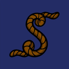 Letter S rope cartoon vector illustration