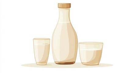 Modern Table Setup with Bottle and Glasses