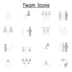 Teamwork, team, people icons set in thin line style