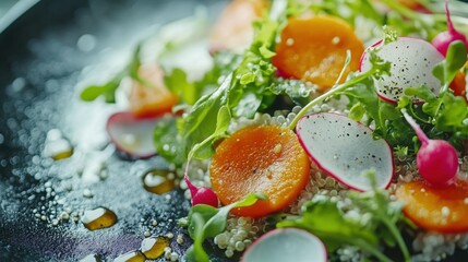 Delicious and Protein-Rich Quinoa Salad Recipe Vibrant Carrots, Radishes, and Microgreens for a Fresh Culinary Appeal This healthy and flavorful salad is perfect for a light lunch, dinner, or side