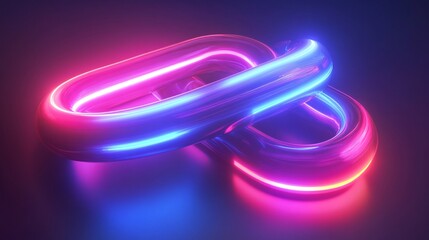 Fototapeta premium A vibrant and futuristic glowing infinity loop in pink and blue neon lights.