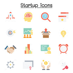 Startup icon set in thin line style