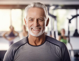 Naklejka premium Starszy mężczyzna senior na siłowni