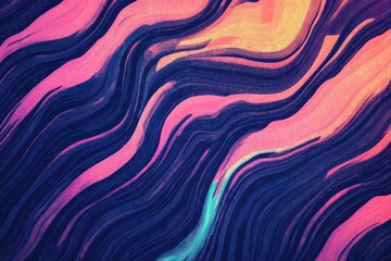 Vibrant waves of color dance across a dark canvas, creating a mesmerizing abstract art piece filled with energy and movement