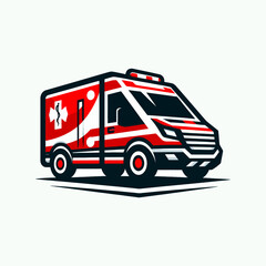 This logo features an ambulance design in vibrant vector graphics, showcasing a modern style and color palette. Perfect for healthcare branding, it symbolizes emergency services and medical assistance