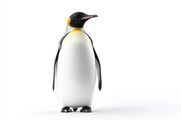 Obraz premium A close-up view of a majestic penguin standing against a white background.