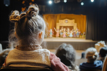 Obraz premium Children watching a children's show in the theatre. 