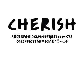 Cherish font for logo and headline. Isolated Vector typeset
