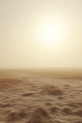 Hazy sunlit desert landscape.