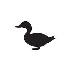 vector of black silhouette of duck