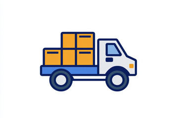 A delivery truck carrying boxes, symbolizing logistics and efficient transportation. isolated on white background.