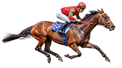 horse racer isolated on transparent background PNG.AI GENERATED