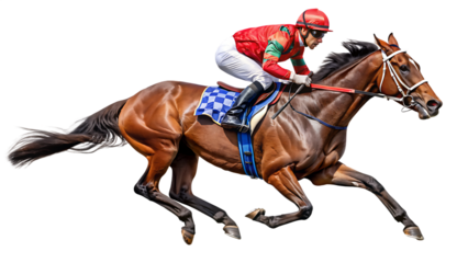 horse racer isolated on transparent background PNG.AI GENERATED