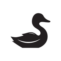 vector of black silhouette of duck