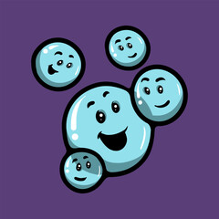 Happy bubbles character cartoon vector illustration
