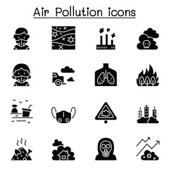 Air pollution icon set in thin line style