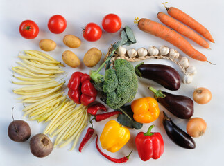 Collection of various fresh raw vegetables