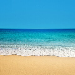 Summer sunny empty tropical sea beach with copy space. Nature Landscape of Beach sea space area