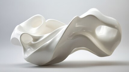 Abstract White Sculpture with Smooth Curves and Forms