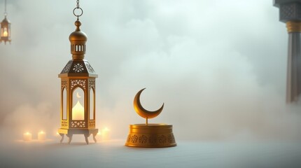 Obraz premium islamic background modern ramadan kareem lantern lamp