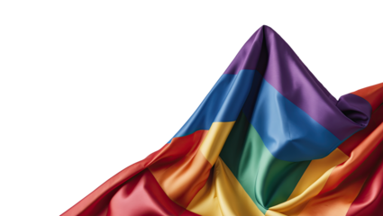 Draped Rainbow Flag of LGBTQ+ on Transparent Background