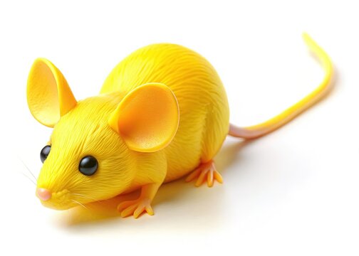 Adorable Yellow Electric Mouse Toy Isolated on White Background - Perfect for Children's Product Designs
