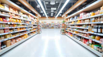 A vibrant grocery store aisle showcasing a variety of colorful products arranged neatly on shelves.