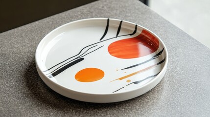 Modern Circular Plate with Abstract Design and Colors