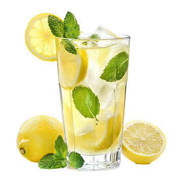 glass of limonade on white backgroun