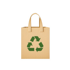 Eco-friendly reusable bag with a green recycling symbol for sustainable living., isolated on a transparent background.