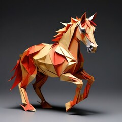 Obraz premium the AI Image Generator, Intricate Origami Horse in Dynamic Pose