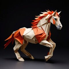 Obraz premium the AI Image Generator, Intricate Origami Horse in Dynamic Pose