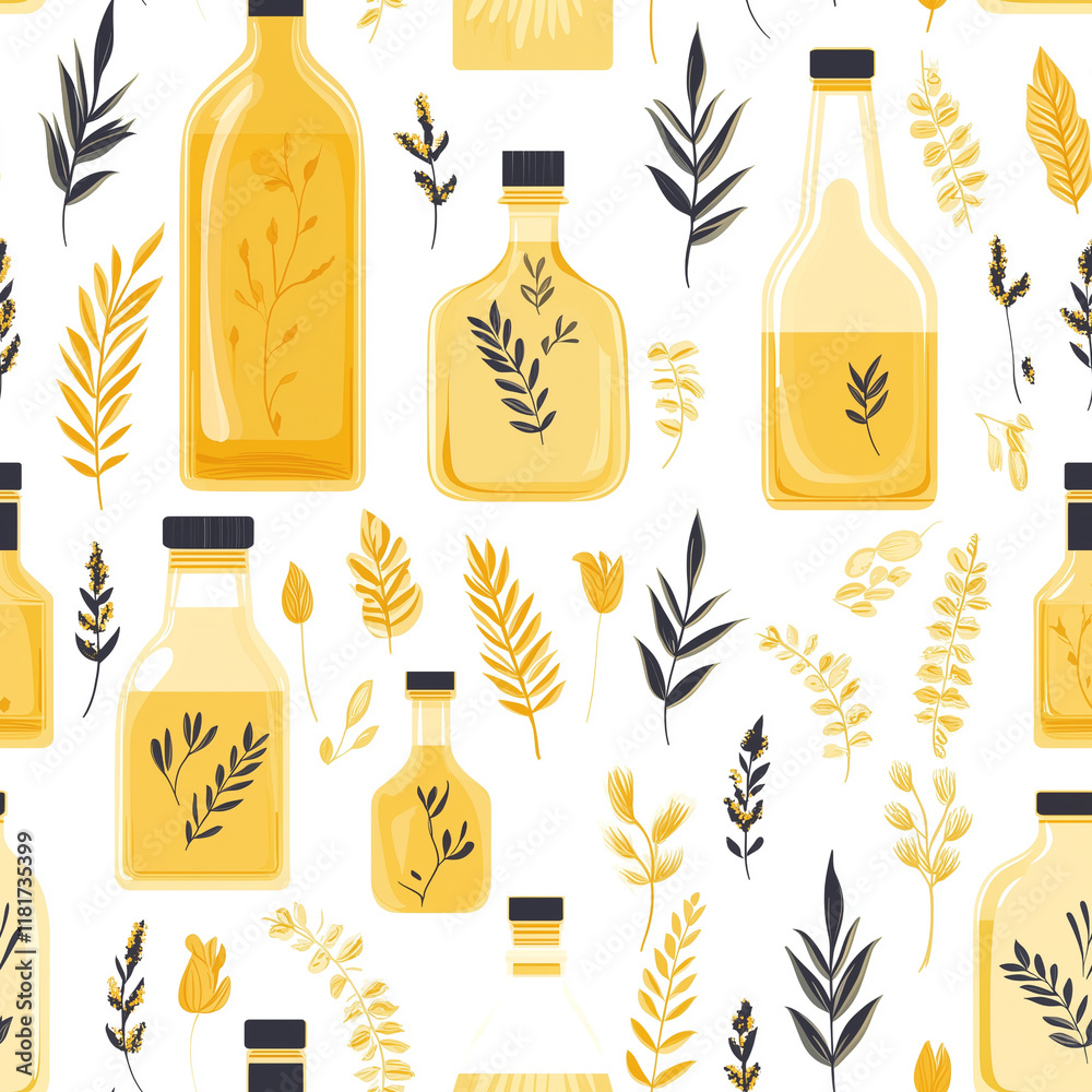 Poster Rice bran oil digital graphic, Rice bran oil seamless pattern