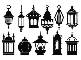 collection of lantern silhouette illustrations
