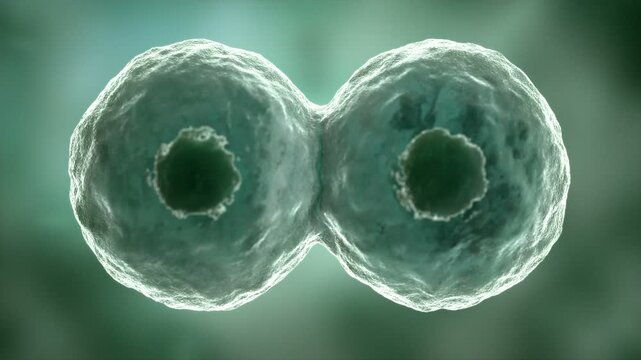 High quality 3d rendering of a cells dividing and multiplying.Microorganism cells under microscope. HD

