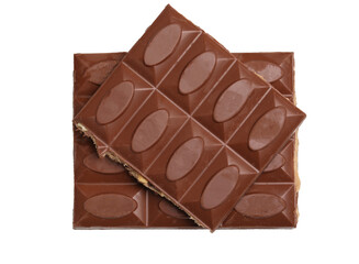 chocolate bars on white background
