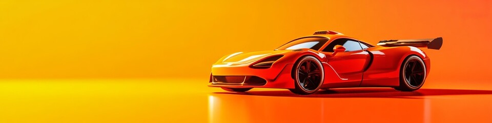 Naklejka premium A vibrant orange sports car displayed against a bright gradient background.