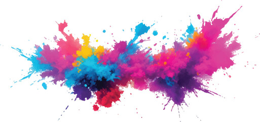 Rainbow Watercolor Explosion: A Bold Combination of Bright Brush Strokes, Splatter, and Stains in Vibrant, Aquarelle Colors, Carefully Set Against a White Background for a Trendy, Contemporary Look"

