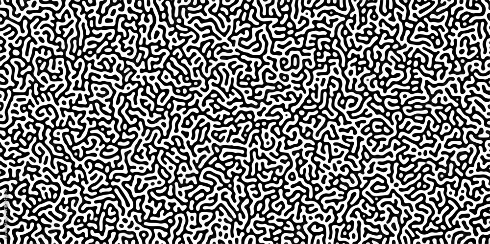 Aufkleber Turing reaction diffusion monochrome seamless pattern with chaotic motion .Linear design with biological shapes. Organic lines in memphis. abstract turing organic wallpaper background .	