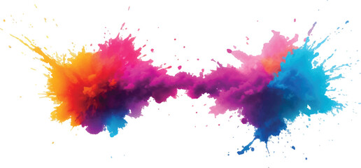 "Vibrant and Abstract Watercolor: Colorful Brush Strokes and Splashes in Rainbow Shades Create a Trendy and Modern Aquarelle Design, Set Against the Contrast of a Crisp White Background"
