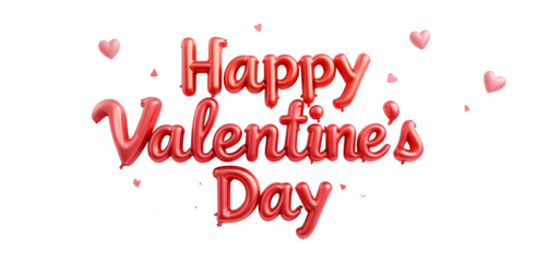 3D text saying "Happy Valentine's Day" with a balloon! It's all set against a clean white background