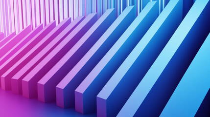 Fototapeta premium Abstract blue and purple glossy stripes in geometric minimalism design