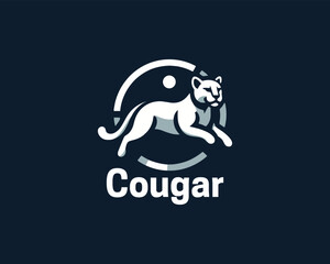 Cougar Full Body Logo Design Icon Vector Illustration