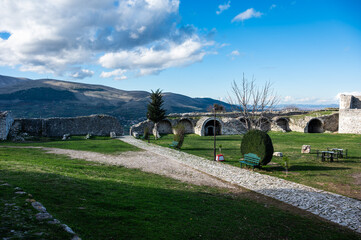 Historical architecture at the castle of Berat, Albania