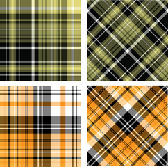 Collection with seamless pattern with green and orange colors for plaid.eps