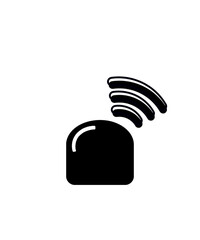 Warning illustration with black lines on a white background