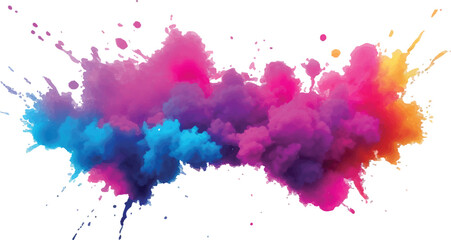 "A Stunning Explosion of Bright and Colorful Watercolor Splashes: Bold Brush Strokes in Vibrant Rainbow Hues Create a Modern, Abstract Aquarelle Design Against a Crisp White Background"
