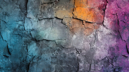 Obraz premium Vivid abstract textured wall with colorful cracked concrete surface