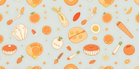  pattern A vector seamless background with food Food illustration